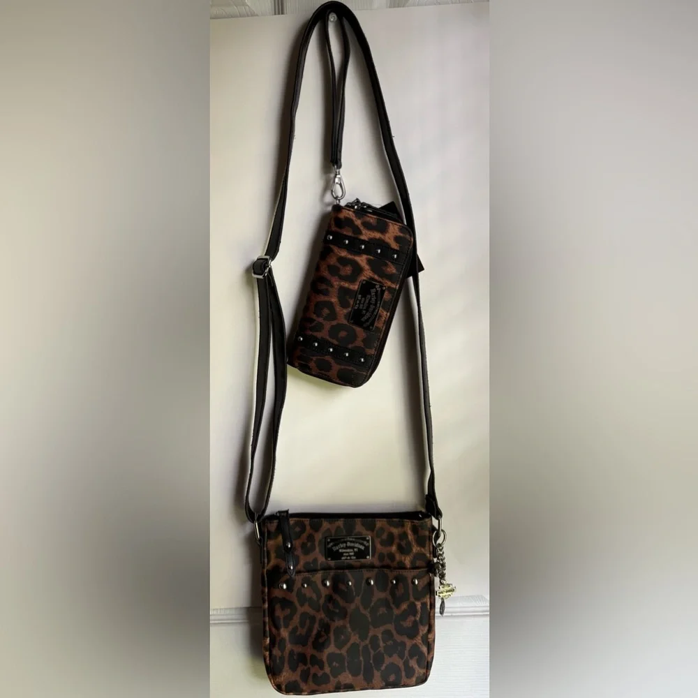 Harley Davidson Leopard Print Crossbody Bag Set - Picture 1 of 8